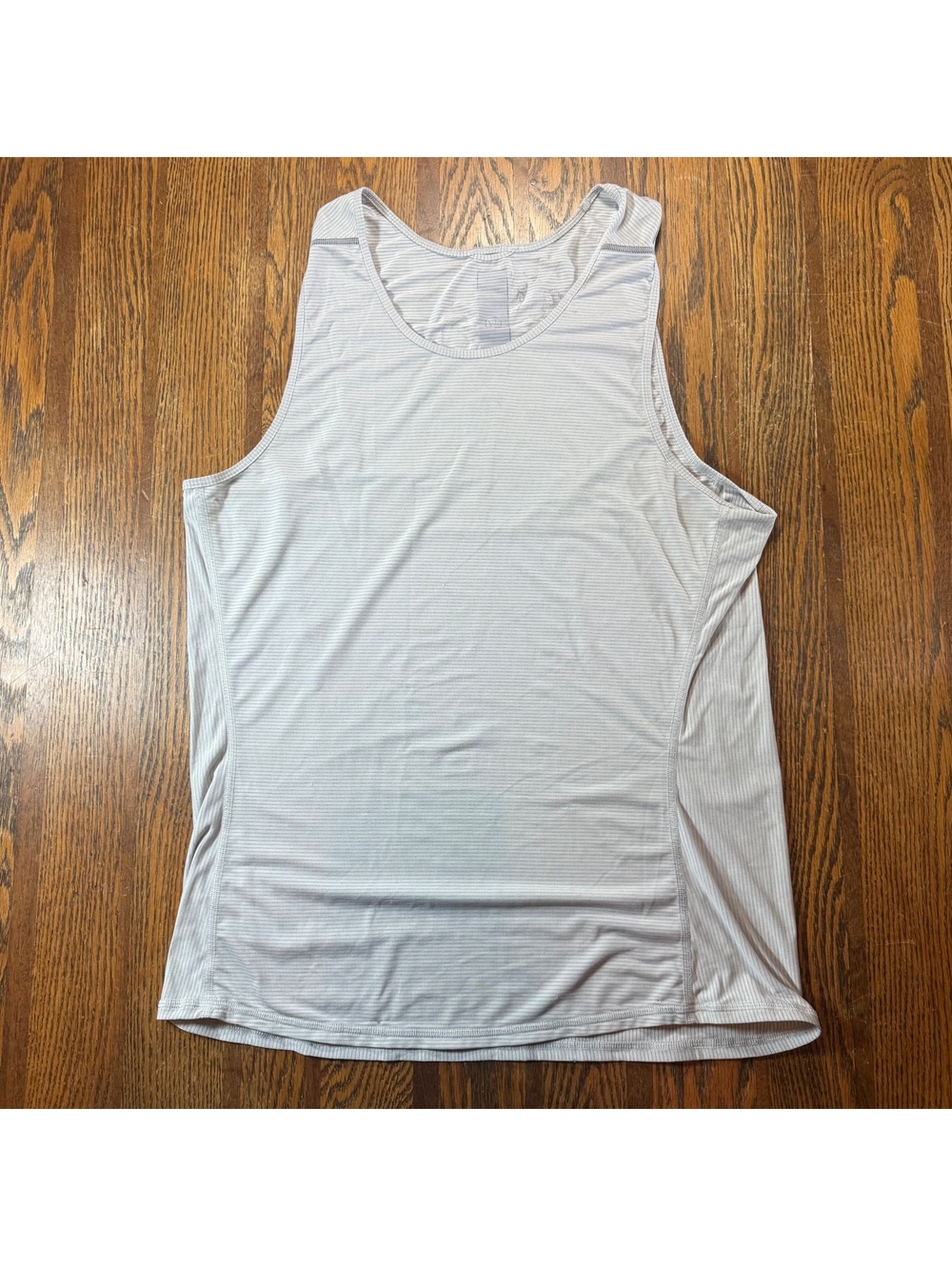 Lululemon Men's Gray Micro Stripe Athletic Tank Top Reflective Back Stripe S